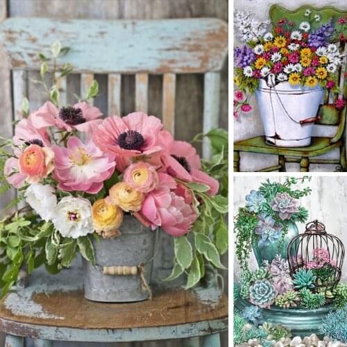 DIY 5D Full Diamond Painting Flower Vase Diamond Embroidery Diamond Mosaic Cross Stitch Kits Home Decor Wall Art