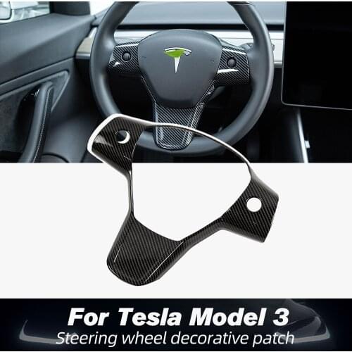 Model3 Car Steering Wheel Decorative Patch For Tesla Model 3 2021 Accessories Carbon Fiber ABS Decorative Accessories Model Y