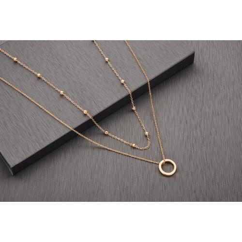 Chandler 2020 Korean New Geometric Circle Double Layer Choker Slim Chain Necklaces for Women Girls Party Gifts Simple Jewelry