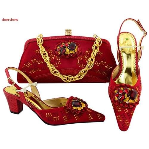 Doershow 2018 New Designs Shoe And Matching Bag Set African Shoes With Matching Bags High Quality Shoe and Bag Set !SVP1-21