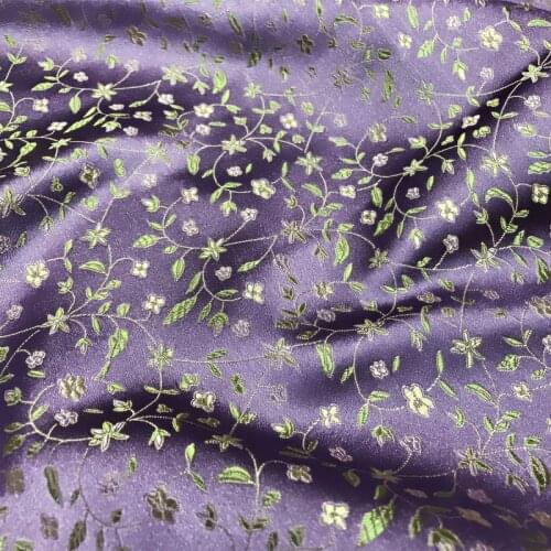 Purple Floral satin silk brocade cloth for DIY bag COSPLAY/Kimono/Mongolia clothing/cheongsam/Stage suit 1 order=1meter