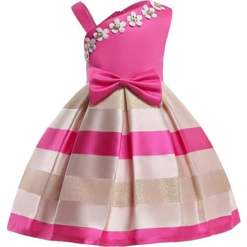 One-shoulder Strap Horizontal Princess Dress Childrens Clothes 4 6 7 8 Years Girl Birthday Party Dress Kids Events Prom Dresses