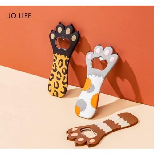 JO LIFE Cute Cat Paw Bottle Beer Opener Creative Portable Cartoon Magnet Refrigerator Sticker Cap Lifter Kitchen Gadgets