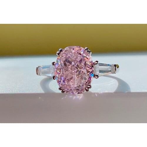 S925 Sterling Silver High Carbon Diamond Radiant Cut Oval 8*10mm Open Ring Retro Fashion Bracelet Ring Women