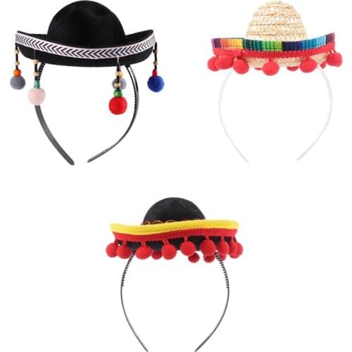 3pcs Day of The Dead Party Headbands Mexican Hat Creative Exquisite Hair Accessories