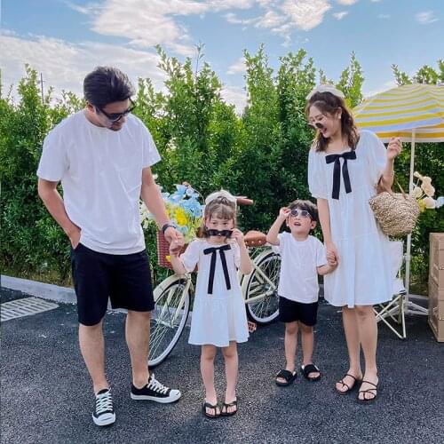 Family Matching Clothes T-shirt + Shorts Sets for Boys Dresses for Girls Summer Mother Daughter Father Son A4 Merch family look