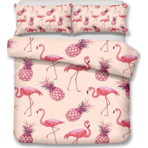 Flamingo Pineapple Pink Bedroom 3D Printed Bedding Set Bed Sheet And Quilt Cover Pillowcase US SIZE EU SIZE Home Textile