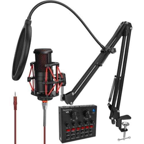 V500 Condenser Microphone For Smart Phone&Laptop 3.5MM Directly Used With Strong Holder Recording Device Phone Microphone