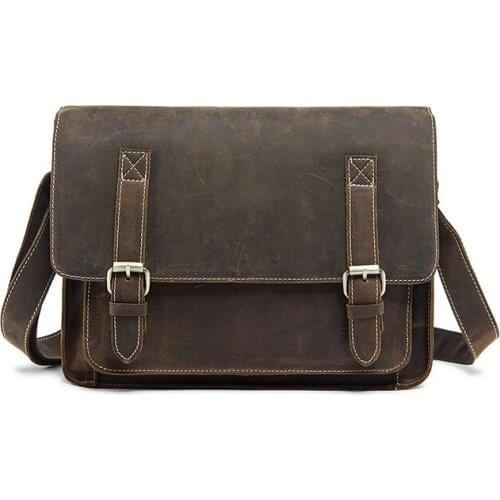 Leather bag shoulder bag male inclined shoulder bag