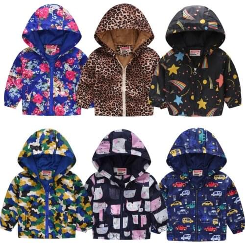 Spring And Autumn Jacket Girls Boys Cartoon Long Sleeve Casual Coat Hoodie Toddler Outerwear Kids Jackets Fashion 2-6Years Old