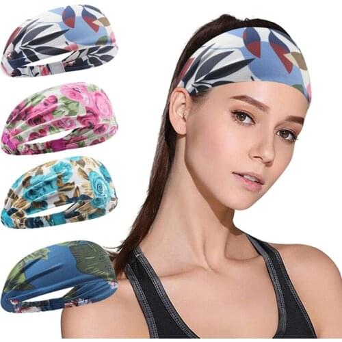 Tie Dye Flowers Leaves Plants Pattern Yoga Hair Bands Sport Elastic Headbands Yoga Dance Biker Wide Headband Stretch Hair Band