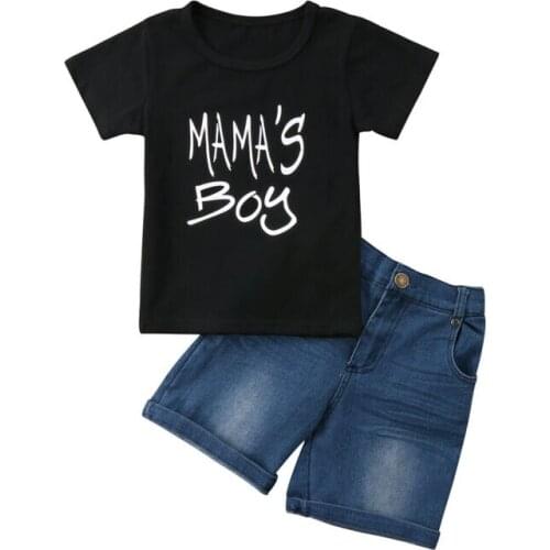 Summer Kids Boys Clothes Sets Short Sleeve Tops T-Shirt + Denim Shorts 2pcs Outfits Children Casual Clothes 1-6Y