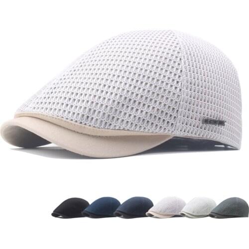 Summer Thin Beret Full Mesh Young and Middle-aged Hollow Forward Hat Outdoor Sunshade Breathable Cap Cool Mesh Hat