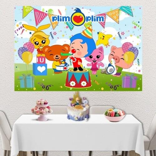 Cartoon Cute Kids Boys Birthday Party Backgrounds Bunting Animals Payaso Plim plim Theme Photography Backdrop Custom