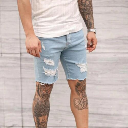 Men Denim Shorts Summer Knee Length Jeans Daily Slim Casual Jeans Shorts Street Hip Hop cowboy Shorts Motorcycle Jeans Size S-3X