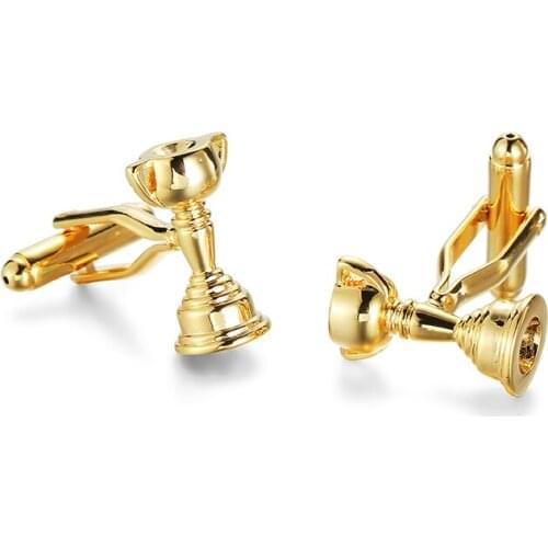 Men Cufflinks gold plating novelty trophy design copper material mens French best man cufflinks whoelsale&retail