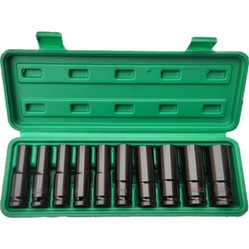 10Pcs 8-24Mm 1/2 inch Drive Deep Impact Socket Set Heavy Metric Garage Tool For Wrench Adapter Hand Tool Set