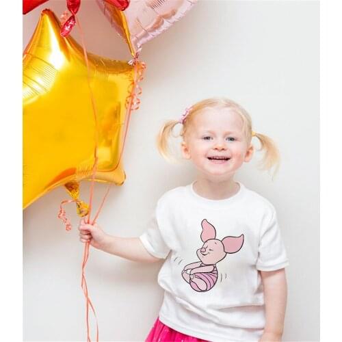 New Summer Disney Children Cute Cartoon Winnie The Pooh Baby Short Sleeve T-Shirt Casual Cozy Tops Clothes Harajuku Kawaii Tee