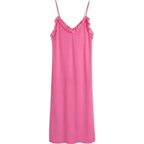 Sexy Spaghetti Strap Sleeveless Midi Cami Dress DLQZ498