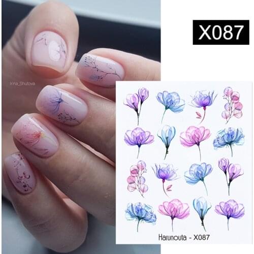 Harunouta Simple Green Theme Water Decal Sticker Flower Leaf Tree Summer Slider For Manicuring Nail Art Watermarks Decoration