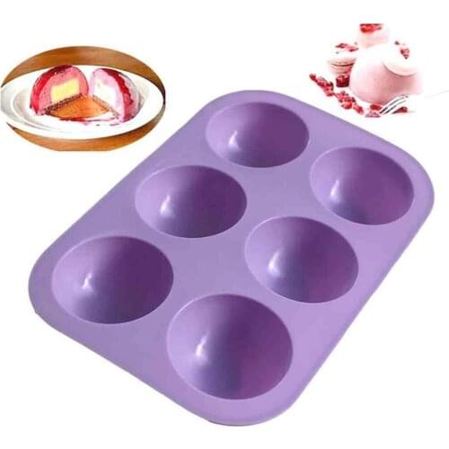 6 Holes Silicone Baking Mold 3D Half Ball Sphere Mold Pudding Cupcake Die Mold Silicone Soap DIY Cake Chocolate D1Y0