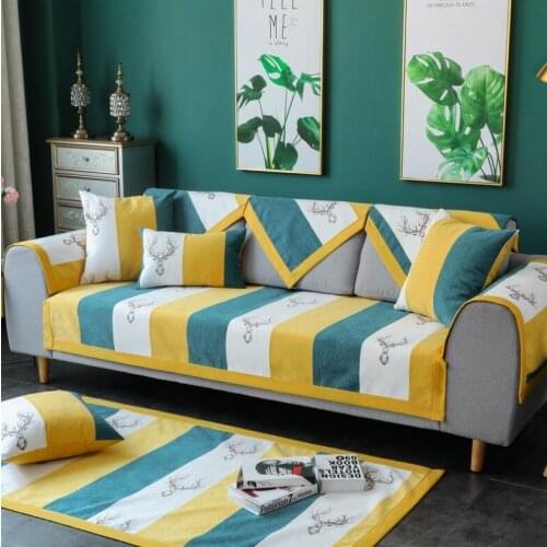 Modern Geometric Chenille Sofa Cover Towel Slipcover Soft Fabric Thick Sofa Modern Non-slip Sofa Couch Cover Corner Towel Mats