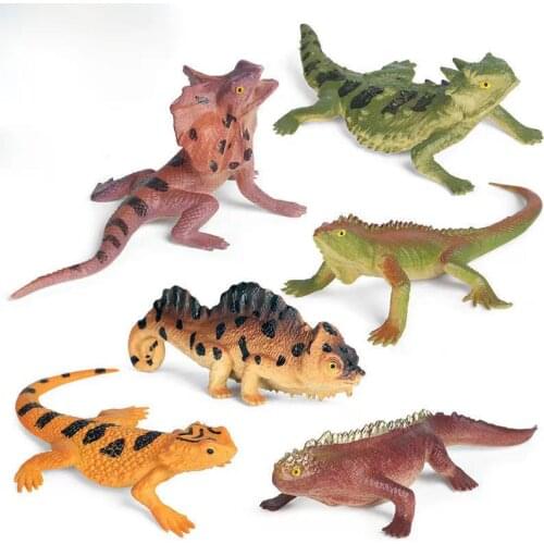 Static simulation wild insect animal model set mini lizard umbrella lizard chameleon horned lizard sideburn lizard toy