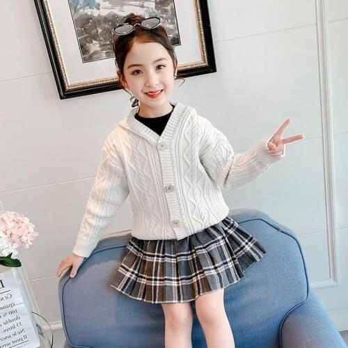 Girls Sweater Kids Coat Outwear 2021 Hooded Thicken Warm Winter Autumn Knitting Tops Cotton Teenager Cardigan Childrens Clothin