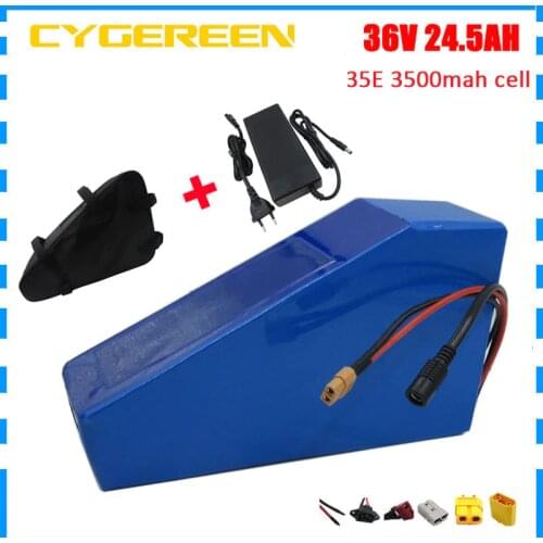 1500W 36V 25AH Triangle lithium battery 1000W 36V 20AH electric bike bateria samsung 35E cell 50A BMS 2A Charger with bag