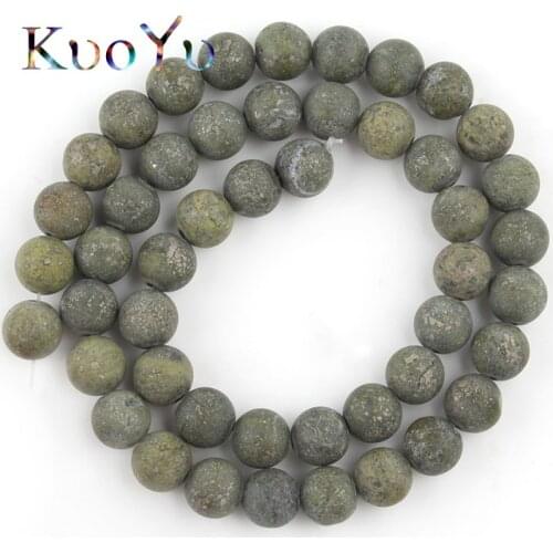 Natural Stone Matte Green Iron Pyrite Mineral Beads Dull Polish Loose Spacer Beads For Jewelry Making Diy Bracelet 6/8/10mm 15"