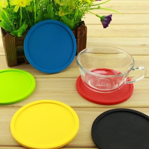 1/5/8Pcs Silicone Drinking Coaster Set Holder Cup Coaster Mat Round Coffee Heat Resistant Black Tabletop For Home Office Kitchen