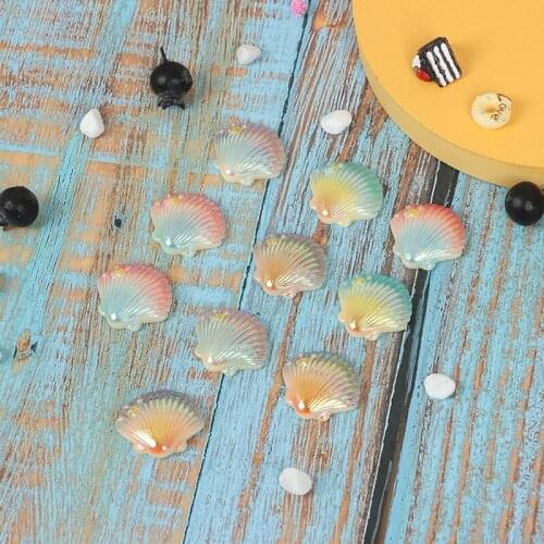10 Pcs Resin Kawaii Laser Shell Flatback Cabochons Embellishment DIY Accessories Scrapbooking Crafts Decoration:25*26mm