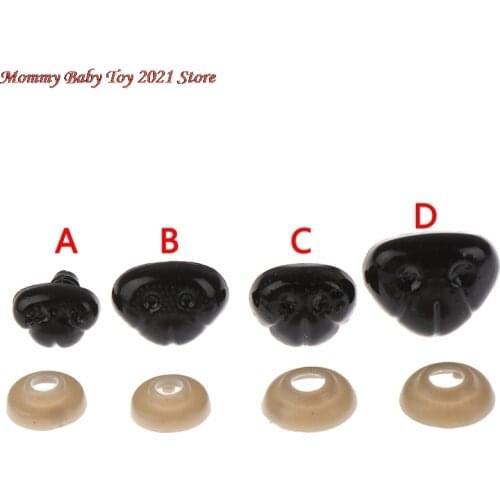 10pcs/bag Black Oval Ellipse Oblong Doll Safety Nose Eyes for Bear Stuffed Toys Snap Animal with Plug Washers DIY Craft