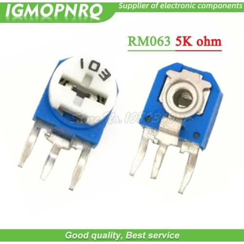 20pcs RM063 5k ohm blue and white can be adjusted resistance potentiometer 502 resistor potentiometer