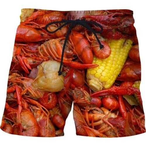 2021 Summer Art 3D Crayfish Mens Shorts New Fashion Food Pattern 3D Printed Shorts for Men Oversize S-7XL