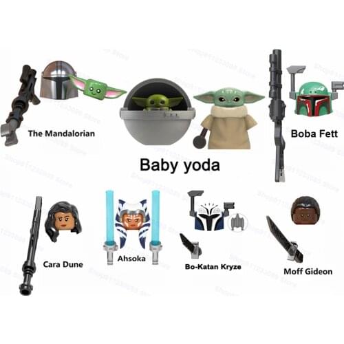 8pcs/set Boba Fett Bo-Katan Kryze Ahsoka Cara Dune Moff Gideon Grogu Building Blocks Bricks Star Model Figures Wars Toy Gift