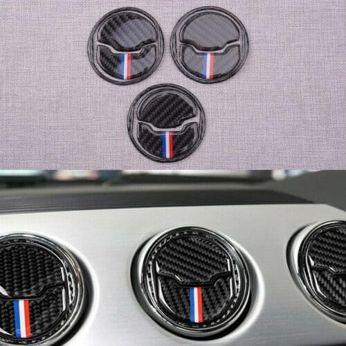 9pcs/Set Carbon Fiber Black Car Dashboard Console Air Vent Outlet Cover Trim Fit for Ford Mustang 2015 2016 2017 2018 2019