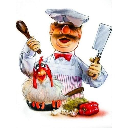 New 5d diy Diamond Painting Chef Chicken Full Square/Round Crystal Sticker 3D Diamond Embroidery Cross-stitch Mosaic Kitchen