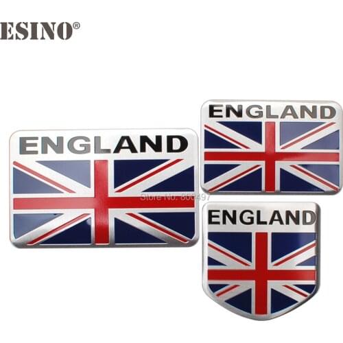 Car Styling New Design England National Flag Set 3D Metal Chrome Aluminium Alloy 3D Emblem Badge Sticker Decal Auto Accessory