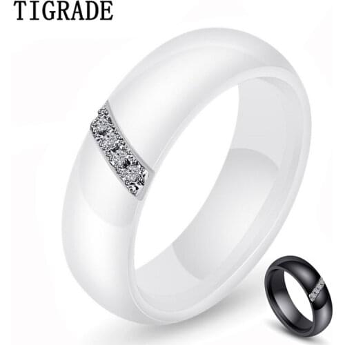 Tigrade White Ceramic Ring for Women Man Black Wedding Band 6mm Width Couple Rings Wholesale aliança de casamento Drop Shipper