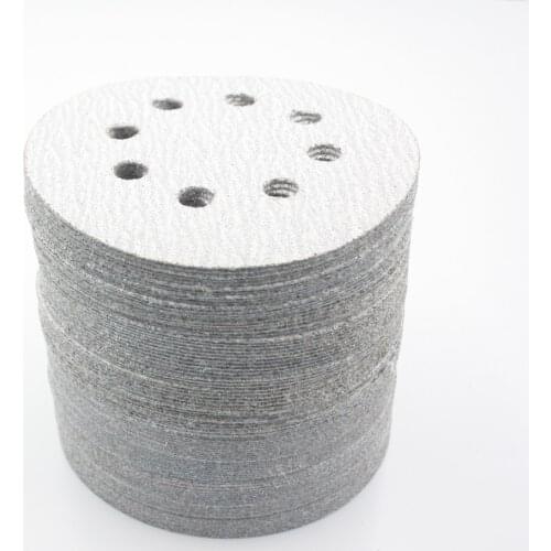 Freeshipping 100pcs 5" 6“ 8-hole sand paper white polishing pad self-adhesive loop backing polishing disc for angle grinder