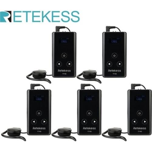 5Pc Retekess TT102 Wireless Tour Guide System Audio Receiver For TT101 Transmitter 99 Channel Tourism Conference Interpretation