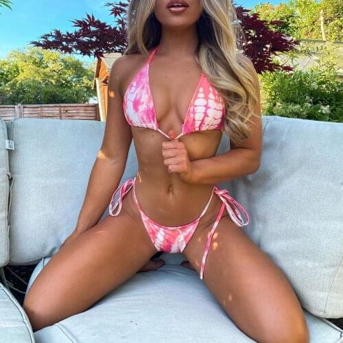 Bikini 2021 Women Tie-dye Printed Bandage Bikini Set Padded Brazilian Two-Piece Swimwear Beachwear Bathing Suit Maillot De Bain