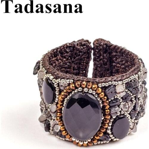 Handmade Rope Charm Friendship Bracelets Bangles Gothic Rock Stone Agates Wristband Party Jewelry Wide Bracelets For Women