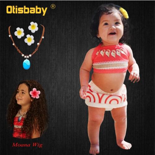 One Piece Summer Vaiana Baby Girl Dress Infant Birthday Party Moana Princess Fluffy Vintage Beach Dress Kids Clothing Set