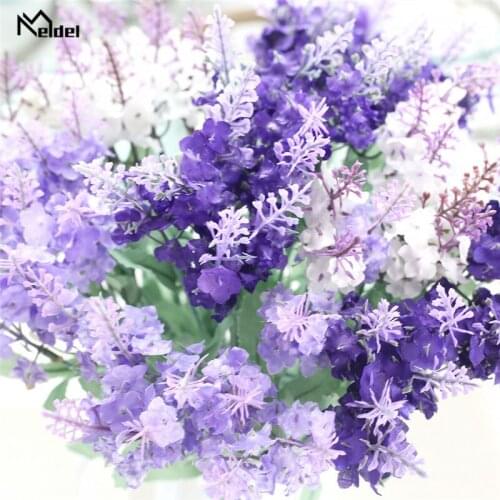 Meldel Bride Wedding Bouquet Artificial Lavender Flower Purple Bridesmaid Holding Flower Wedding Accessories DIY Home Decoration