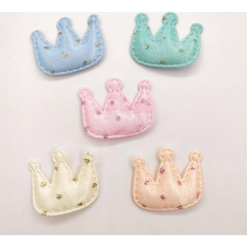 50pcs/lot 3.8*3cm Mesh Crown Padded Appliques for Children Headwear Hair clip Accessories and Garment Accessories