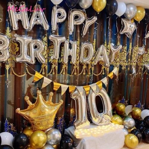 Birthday party background wall decoration black gold latex balloon surprise balloon set baby shower party decoration