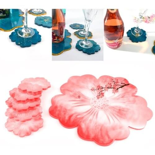 Flower Petal Coaster Mold Silicone Crystal Epoxy Mold Fruit Compote Tray Mould DIY Handmade Craft For Household Decor