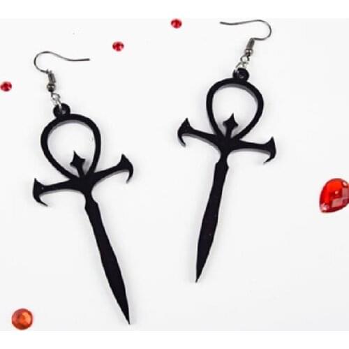 Gothic Vampire Gothic Ankh Cross Black Earrings Occult Nosferatu Symbol Fashion Original Statement Jewelry Gift Fashion New